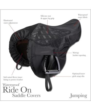 LeMieux ProKit Ride On Dressage Saddle Cover - Black with Silicone Grip Seat - Waterproof Polyester Outer & Fleece Lining - One Size - Buy Online on SooperMarket.com