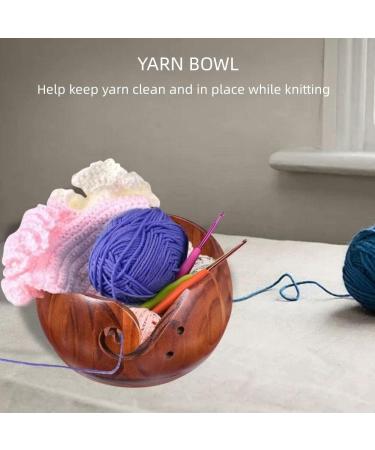 Wooden Yarn Bowl for Knitting and Crocheting - Yarn Storage Organizer with Holes - Mother's Gift Idea - 5.9 x 3.1 Inch - Buy Online on SooperMarket.com