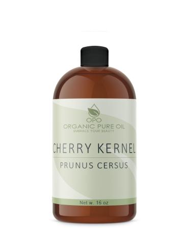 Cherry Kernel Oil - 100% Pure Unrefined Cold Pressed Non-GMO Vegan Carrier Oil for Hair Skin Body Legs Cuticles Nails - 16 oz - Premium Therapeutic Grade A
