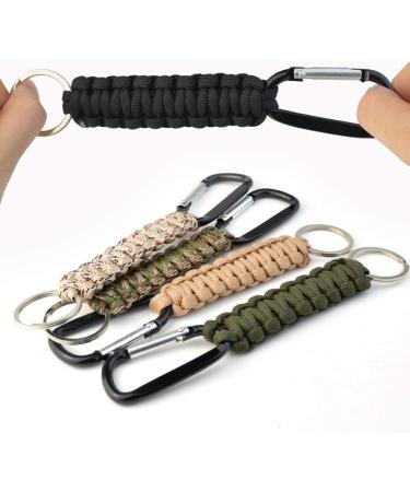 5-Piece Paracord Key Pendant Set with Carabiner & Lanyard - Survival Gear for Outdoor Camping Hiking - Unisex Key Ring Hook - Buy Online on SooperMarket.com