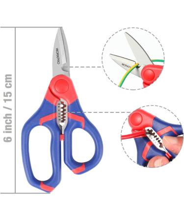 WORKPRO Electricians Scissors & Wire Cutter Stripper 2-in-1 Multi-Function Shears 152mm/6-inch Bi-Material Soft Handle - Buy Online on SooperMarket.com