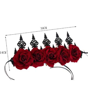 Vintage Red Rose Queen Headband for Women and Girls - Perfect Floral Hair Accessory for Halloween, Christmas, Parties, and Cosplay - Buy Online on SooperMarket.com