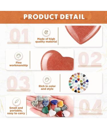 LAPOOH 36Pcs Healing Gemstone Crystal Bulk 0.8 Inch 20mm Assorted Mini Love Carved Stone Multicolor - Buy Online on SooperMarket.com