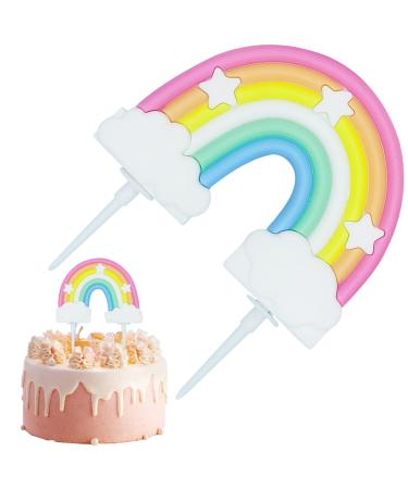 Airfish Rainbow Cake Topper Rainbow Cake Decoration for Happy Birthday Rainbow Theme Cake Supplies for Boys and Girls Party Anniversary Wedding Kids