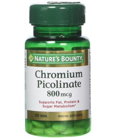 Nature's Bounty Mega Chromium Picolinate 800 mcg Tablets 50 ea (Pack of 3)