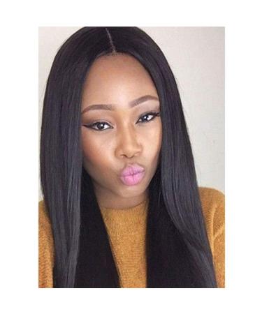 Shop Long Straight Hair Wigs for Ladies - High Temperature Fiber Bangs Black & Light Brown - Buy Online on SooperMarket.com