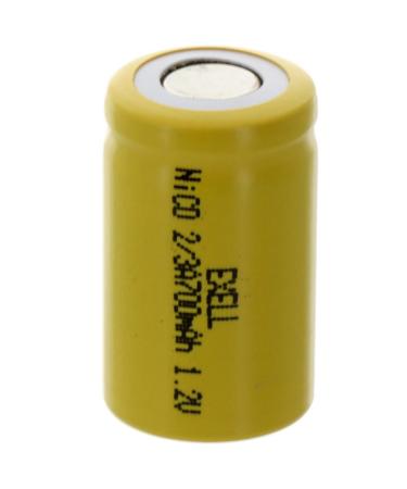 Exell 2/3A Size 1.2V 700mAh NiCD Flat Top Rechargeable Battery for Smoke/Carbon monoxide detectors iBeacons IoT/sensing devices emergency lighting Gas/Water meters Security devices