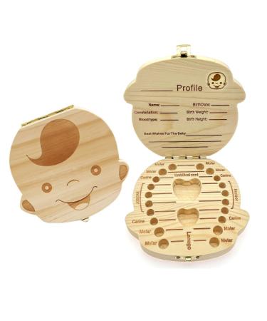 JZK Wooden Baby Milk Teeth Storage Keepsake Box Baby Tooth Holder for 4-12 Years boy Birthday Present Little boy Christening Gift Baby Shower Beige