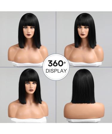 Haircube Short Bob Wig with Bangs for Women - Heat-Resistant Synthetic Fiber - Perfect for Parties Cosplay & Daily Wear (Black) #2091 - Buy Online on SooperMarket.com