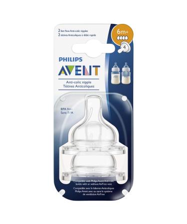 Philips Avent Anti-Colic Fast Flow Nipple for Avent Anti-Colic Baby Bottles 6 Months+ (Pack of 2)
