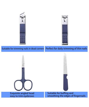 Ikadiya Professional Manicure Set 7pcs - Travel Nail Clips Stainless Steel Pedicure Fashionable Blue Nail Clip Set - Buy Online on SooperMarket.com