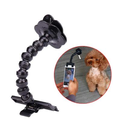 Pet Selfie Stick zosenda Flexible Dog Selfie Stick Rod Cat Photo Toy Accessories Multi-functional Smartphone Attachment Clip Treat Holder Dog Bath Toy (Black)