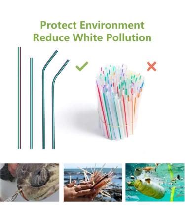 8PCS Reusable Straws 10.5" Stainless Steel Straws -with Cleaning Brush and Silicon Tips for 20/30 Oz Yeti Tumblers with Carrying Case - Buy Online on SooperMarket.com