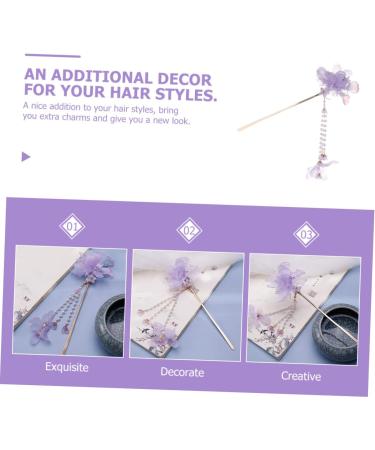 minkissy Hairpin Hair Wooden Stick Decorative Hair Pins Chinese Hair Barrettes Sandalwood Hair Stick Hair Clips for Women Japanese Hair Purple Steamed Stuffed Bun Vintage Miss Fabric - Buy Online on SooperMarket.com