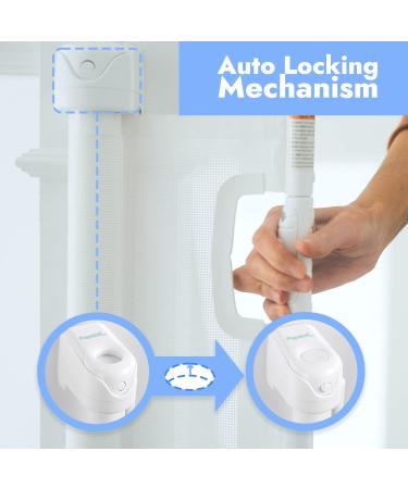 Papablic Retractable Baby Gate | Auto Lock Safety Gate for Baby & Pet | 34 Tall Extends to 54 Wide | Extra Wide Dog Gate for Indoor Outdoor Stairs | White - Buy Online on SooperMarket.com