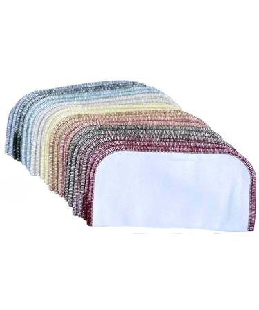 2 Ply 8x8 Inches White Cotton Birdseye Little Wipes Set of 20 Earth Tone Edging