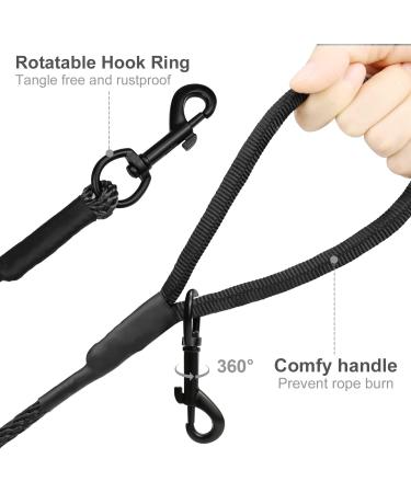 Joytale Reflective Drag Line for Dogs - 5m Leash with Padded Handle & 2 Carabiner Hooks - Nylon Long Rope Training Line for Puppies & Small Dogs - Black - Buy Online on SooperMarket.com