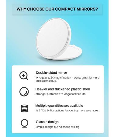 Getinbulk Compact Mirror Bulk - Double-Sided 1X/3X Magnifying PU Leather Makeup Mirror - White, 2.7 inches - Buy Online on SooperMarket.com
