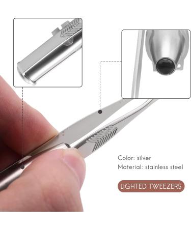 Stainless Steel Eyelashes Eyebrow Tweezer + LED Light - Buy Online on SooperMarket.com