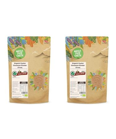 Wholefood Earth Organic Ceylon Cinnamon Powder (True) 250g Raw | Srilanka | True Ceylon | GMO Free | Vegan | Certified Organic (Pack of 2) 250g (Pack of 2)