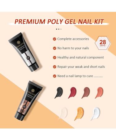 Saviland Poly Gel Nail Kit - 7 Glitter Colors with Slip Solution | Halloween Nail Art Builder Kit for Manicure Beginners | DIY Red Gold Poly Gel Nail Extension Set - Buy Online on SooperMarket.com