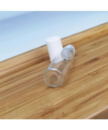 50 Pack 5ml Clear Roller Bottles with White Lids for Essential Oils & Travel - Glass Oil Rollers - Buy Online on SooperMarket.com