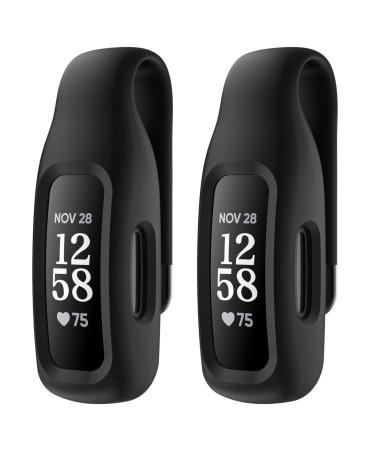 EEweca 2-Pack Clip Case Accessory for Fitbit Inspire 3/Inspire 2, Black+Black (not for Inspire, Inspire hr, ace 2)