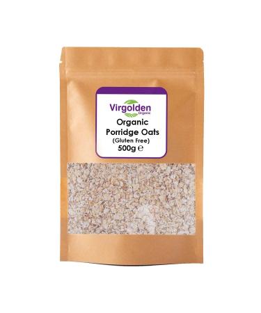 Organic Porridge Oats (Rolled Oat Flakes) 500g by Virgolden Organic - Great for Cooking Breakfast or Baking