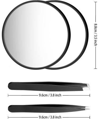 Funtopia 20X/10X Magnifying Mirror and Tweezers Kit with Compact Design - Perfect for Makeup, Eyebrow Tweezing, and Blemish Removal - Includes 2 Suction Cups - Travel-Friendly (3.5 Inch Black) - Buy Online on SooperMarket.com