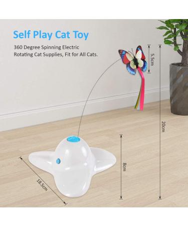 Flurff Interactive Cat Toy Butterfly - Electric Flutter Rotating Kitten Toy for Funny Exercise - Cat Teaser with Replacement White - Shop Now! - Buy Online on SooperMarket.com