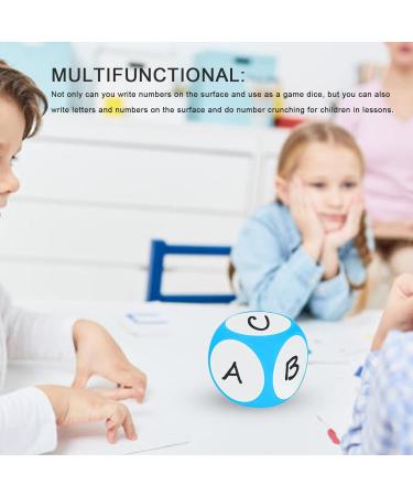 Fockety Write on Wipe Off Dice - 3.9in Blank EVA Dry Erase Cubes in Blue | Portable Teaching Aids for Writing Letters Numbers & Shapes | Vibrant & Cleanable - Buy Online on SooperMarket.com