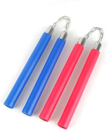 Superdo Foam Nunchucks Safe Rubber Nunchakus (Red&Blue, Double Pack)