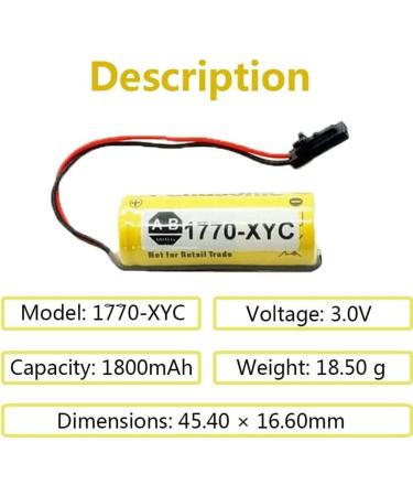 Buy Pack of 8 - 1770-XYC 3V 1800mAh Battery Replacement for 1770-XYC/A 1770-XYB 1756-BA1 | Non-Rechargeable with Black Plug - International Shipping Available - Buy Online on SooperMarket.com