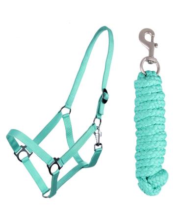 QHP Halter Set Beginner Halter + Lead Rope Heavy Snap Hook (Pony Turquoise) Pony Turquoise