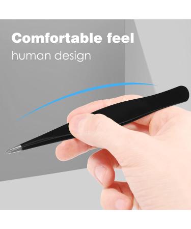 Classycoo Professional Eyebrow Tweezers Set - 4Pcs Stainless Steel Precision Kit for Eyebrows, Facial Hair, Ingrown Hair & Splinter Removal - Black - Buy Online on SooperMarket.com