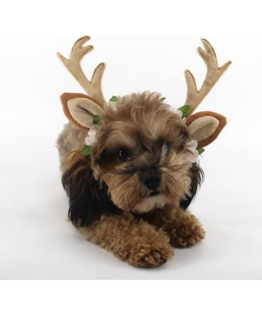 FLAdorepet Dog Elk Antler Reindeer Hat Cap Dog Cat Pet Christmas Costume Outfits Small Big Dog Hat Headwear Hair Grooming Accessories Brown S(for cat and small dog) - Buy Online on SooperMarket.com