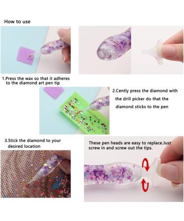 14pcs Diamond Painting Art Drill Pen Set - Luminous 5D Point Drill Pen Tools with Wax & Storage Box - Purple Resin Cross Stitch Diamond Rhinestone Beads Picker for DIY Nail Art & Embroidery Decoration - Buy Online on SooperMarket.com