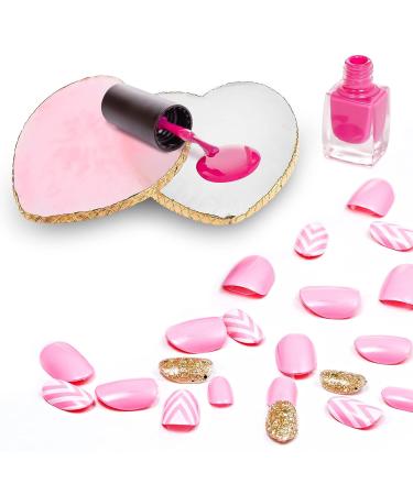 WLLHYF Resin Nail Art Palette - 2Pcs Golden Edge Heart-Shaped Mixing Palettes for Nail Art Painting and Cosmetic Mixing - Buy Online on SooperMarket.com