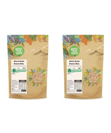 Wholefood Earth - Short Grain Brown Rice 1 kg | GMO Free | Natural | Vegan | Source of Fibre (Pack of 2) 1kg (Pack of 2)