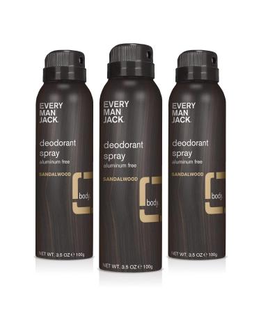 Every Man Jack Sandalwood Deodorant Dry Spray - Aluminum-Free & Long Lasting - 3.5 oz (Pack of 3) - Buy Online on SooperMarket.com