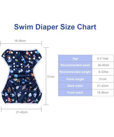 Vicloon Reusable Baby Swimming Diapers - Adjustable & Washable 2-Pack (0-3 Years) - Blue Universe/White Robot - Buy Online on SooperMarket.com