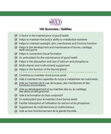 Nature's Bounty Women's Multivitamin Gummies Helps Maintain Eyesight Skin and Immune Function Helps in Development of Bone Cartilage Teeth and Gums Helps Thyroid Gland Function 140 Gummies - Buy Online on SooperMarket.com