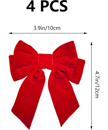 Niuhong 4 Pieces Large Bow Hair Clips Fabric Hair Bow Women Hair Clips Ponytail Holder Girls Bow Tie Hair Bows Clips Hair Bow Headband Velvet Bow Hair Clips Hair Band Red - Buy Online on SooperMarket.com