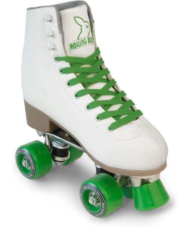 RollingBunny High-Top PU Leather Roller Skates - Women/Girls, White, US 6.5 (W6.5-W7) - Buy Online on SooperMarket.com