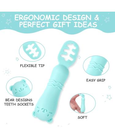 Vicloon Baby Fork and Spoon Set - Silicone Weaning Spoon Kit for Self Feeding - Easy Grip Toddler Cutlery in Light Blue - Buy Online on SooperMarket.com