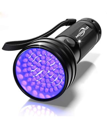 Modoao UV flashlight black light UV lights UV detector for dogs/cats/peturine bed bugs and dry stains detection on carpets carpets floor 1 piece 9 LEDs 1 pack 51 LEDs