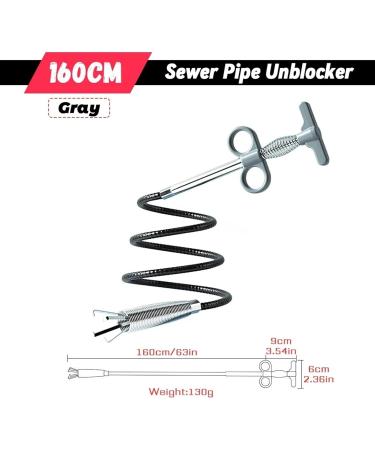 Buy 160cm Sewer Pipe Unblocker Snake | Spring Pipe Dredging Tool for Bathroom & Kitchen | Hair & Sink Cleaning Solutions - Buy Online on SooperMarket.com