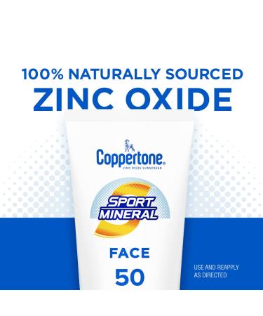 Coppertone Sport Mineral Sunscreen SPF 50 - Oil Free, 2.5 fl oz | High-Performance UV Protection - Buy Online on SooperMarket.com