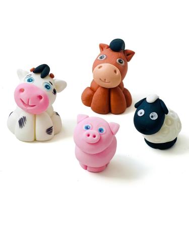 SugarArt Edible Farm Animal Cake Toppers - Handmade Sugar Decorations for Kid's Birthdays (Set of 4: Sheep, Cow, Pig & Horse) - Buy Online on SooperMarket.com