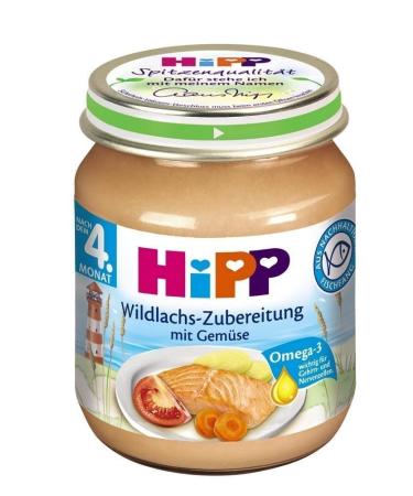 Hipp wild salmon preparation with vegetables pack of 6 (6 x 125g) H 6025 wild salmon/vegetables 125g 125 g (pack of 6) wild salmon/vegetables